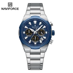 NAVIFORCE 8081 Business Casual Multi-Dial Multifuncional Pulseira De Aço Inoxidável Relógio Masculino