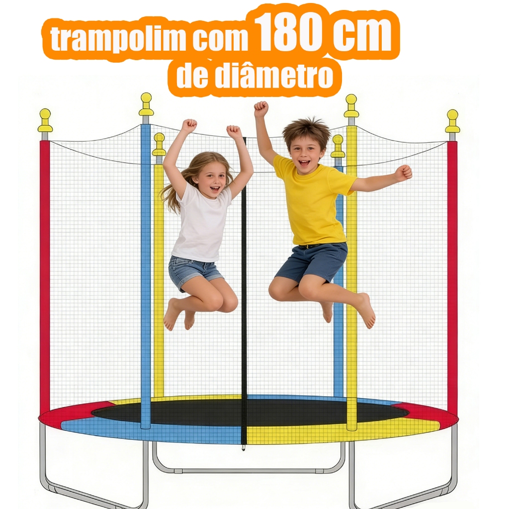 Cama Elásticas Trampolim Pula Pula Infantil 75kilos Confortavel Cores Vibrantes Diversao Garantida
