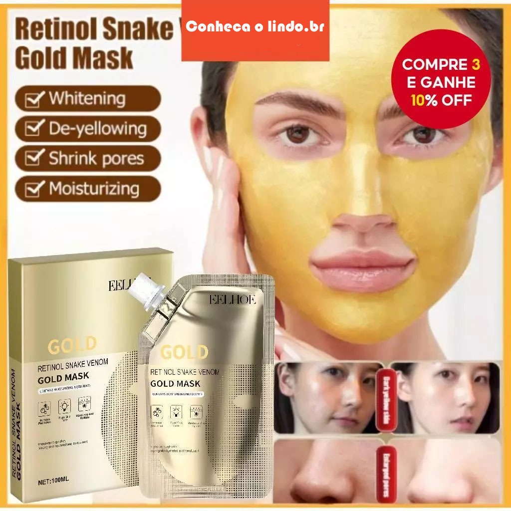 1pcs 100ml Retinol Cobra Veneno Máscara De Ouro Limpeza Da Pele Poros Apertando Hidratante Rejuvenescedora