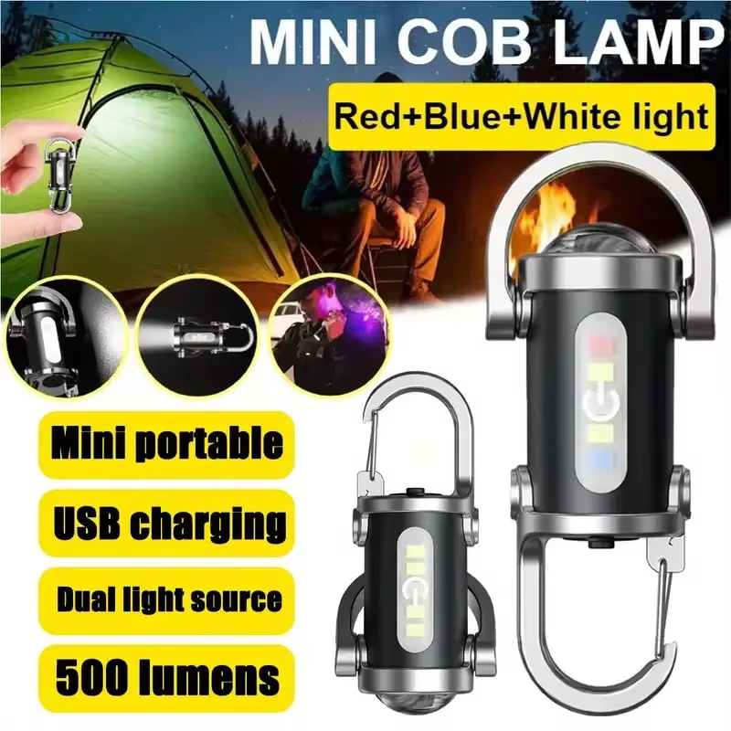 Mini USB Recarregável Lanterna LED Chaveiro Portátil À Prova Dwaterproof Água Acampamento Bolso Lâmpada Pendurado Luz En em Oferta na Shopee