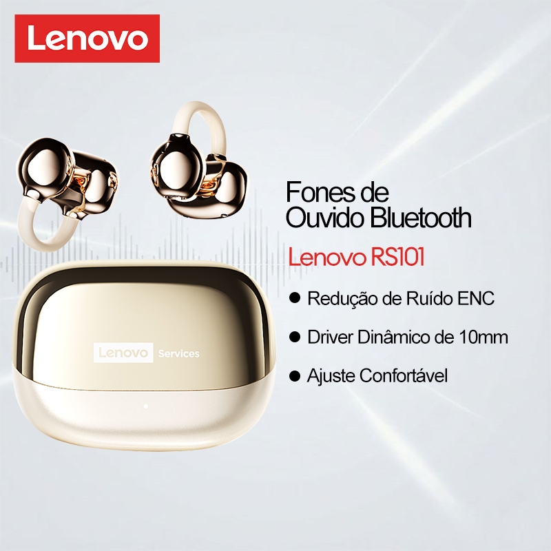 Lenovo RS101 Fones De Ouvido Bluetooth E Clipe Aberto Sem Fio Com 6.0 Som Panorâmico Alta Fidelidade Mais Ajuste Confort