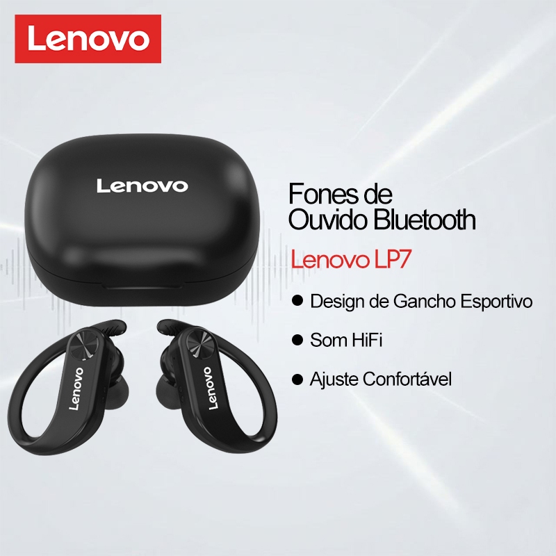 Fones De Ouvido Esportivos Lenovo LP7 TWS E Ganchos Sem Fio Com Som HiFi Ajuste Confortável Para Chamadas Música em Oferta na Shopee