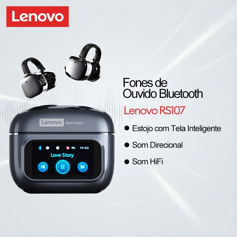 Fones De Ouvido Abertos Lenovo RS107 E Sem Fio Com Capa De Tela Inteligente Som Direcional HiFi Para Chamadas Música