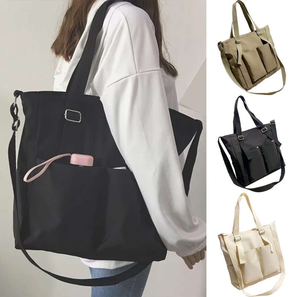 Bolsa Feminina De Nylon De Ombro Casual Lona Mensageiro Tecido Grande Capacidade para Sacolas Transversal