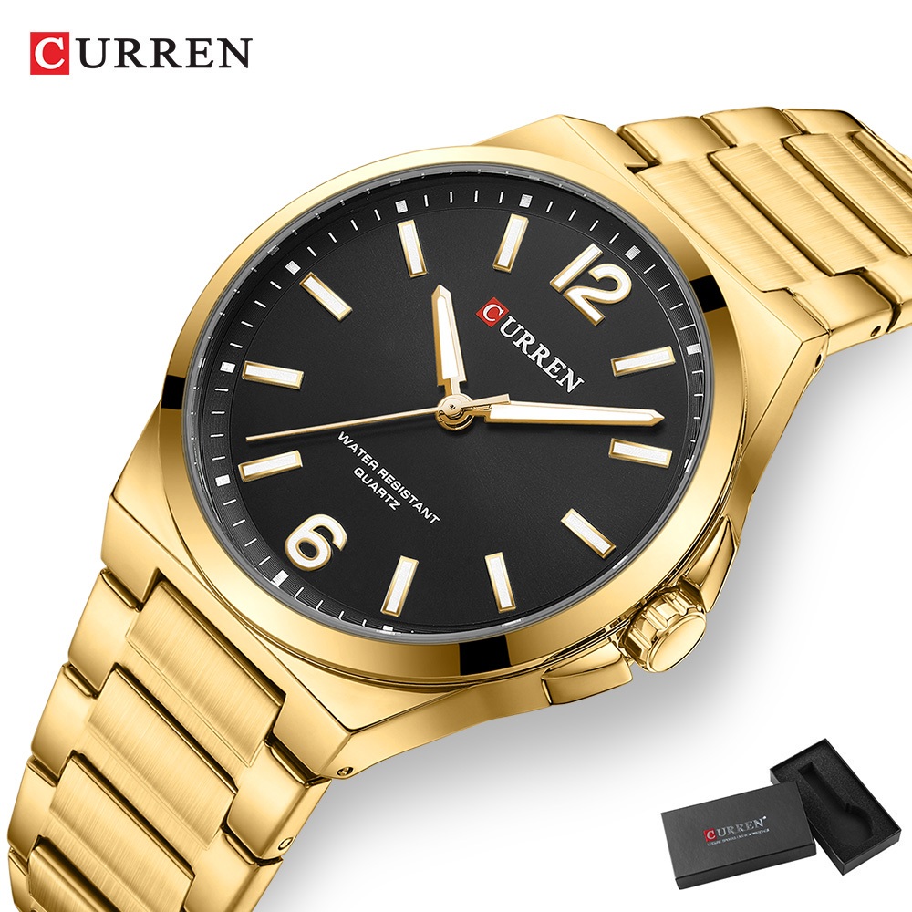 CURREN Relógio Masculino Princípio Marca Ouro Luxo Mãos Luminosas Aço Inoxidável