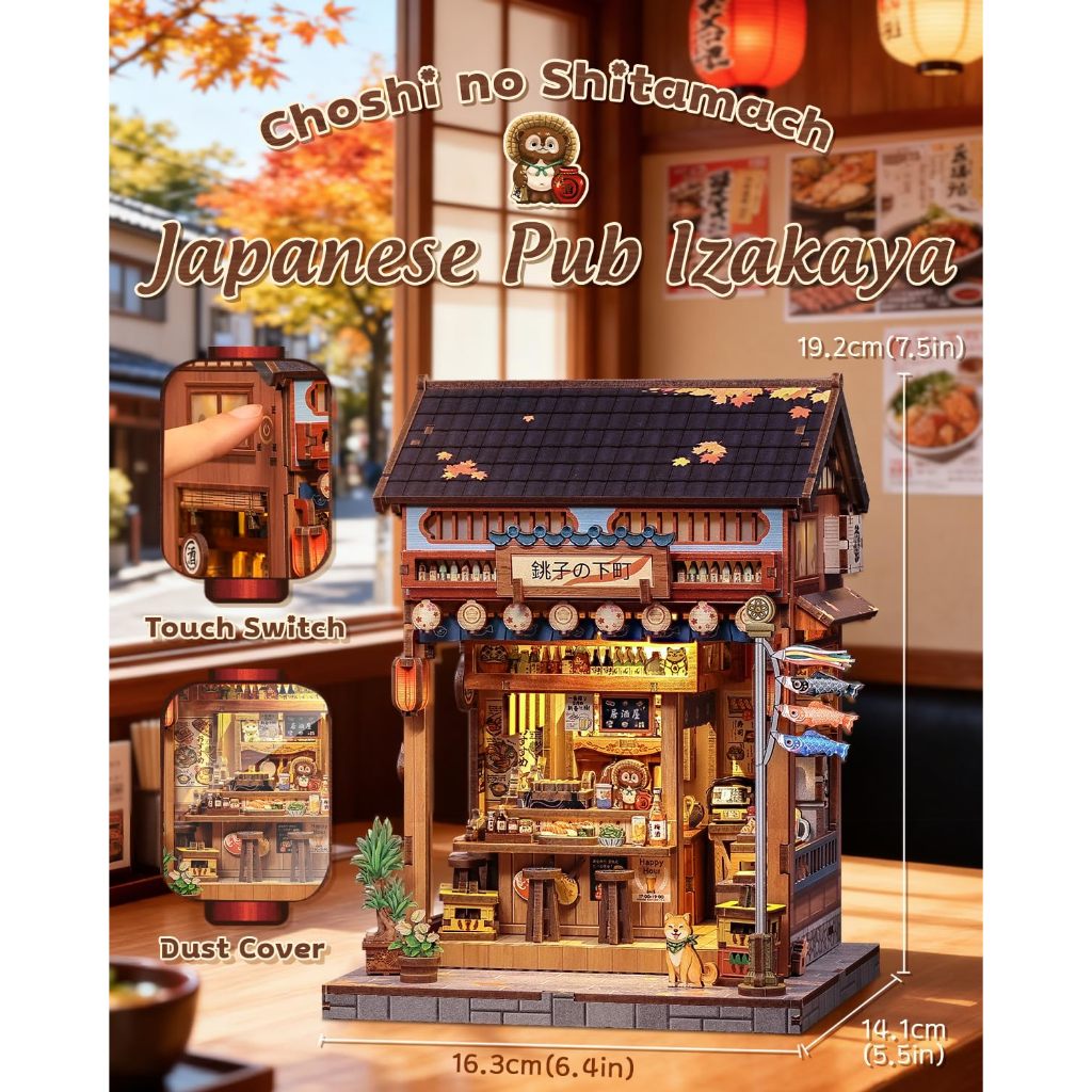 Kit De Recanto De Livro Para Adultos-Casa Em Miniatura Japonesa Izakaya , Quebra-Cabeça De Madeira 3D DIY , Decoração Es
