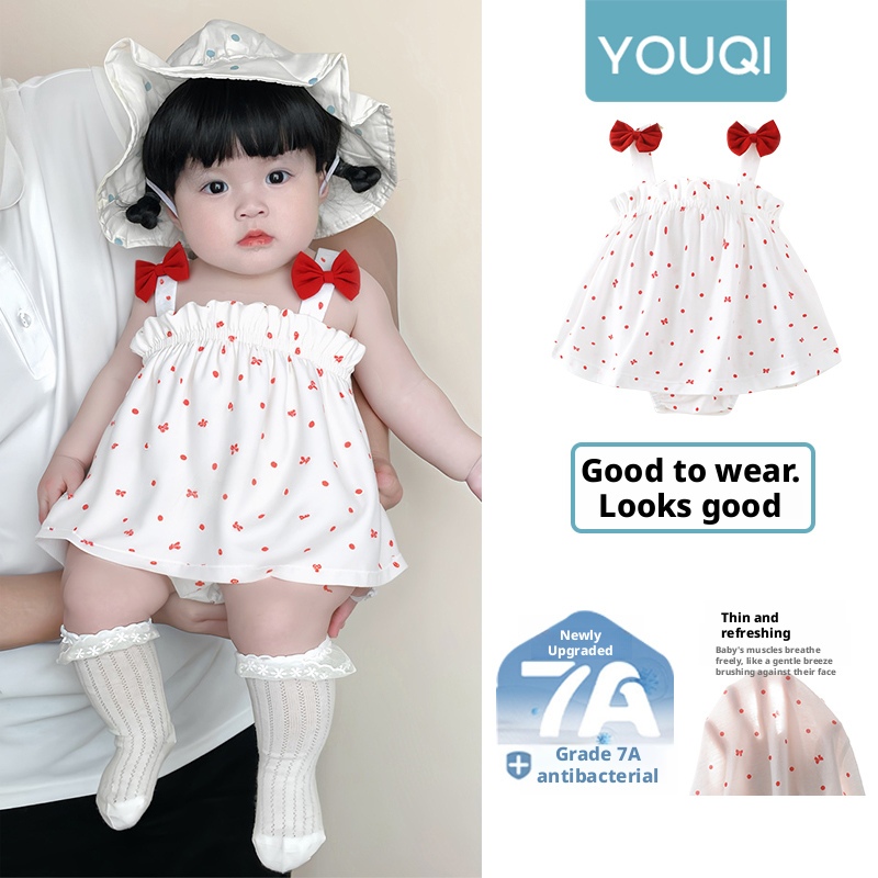 Yoqi roupas de bebê menina verão estilo fino estilingue macacão roupas de passeio de bebê bonito roupas de verão saia Su
