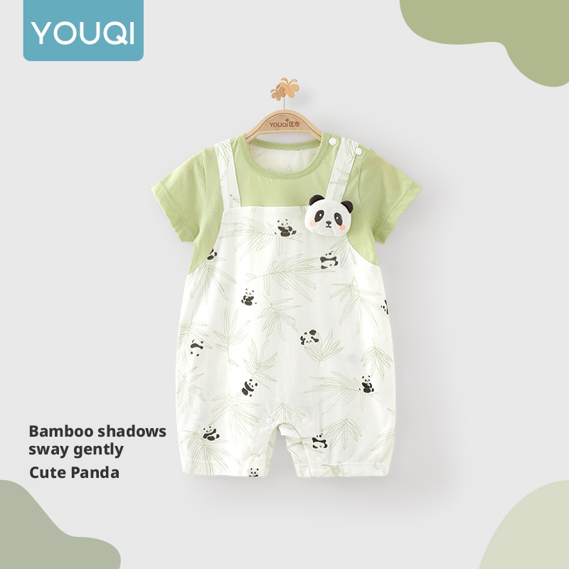 Youqi Bebê Meninos Verão Manga Curta Macacão 0-2 Anos Pijamas De Algodão Fino Roupa Recém-Nascida