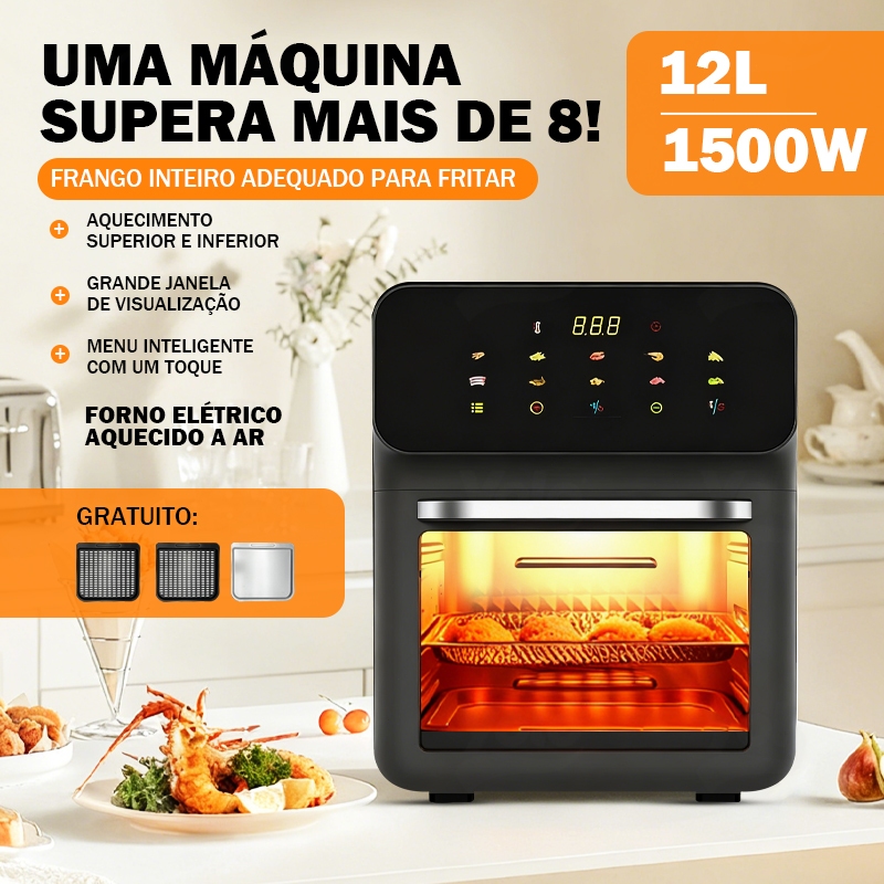 Fritadeira Forno Air Fryer Elétrica YOLO 1500W 12L 110V/220V