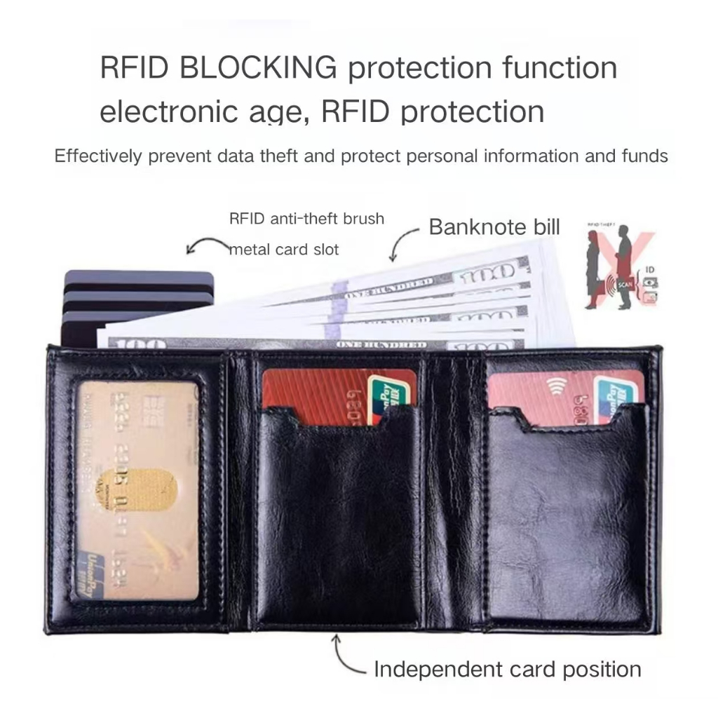 Cartão de bala automático caso de cartão de liga de alumínio escova anti-roubo carteira de cartão de bala automática Slo