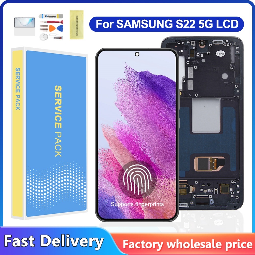 Tela De Toque LCD AMOLED Para Samsung Galaxy S22 5G Com Substituição De Moldura 