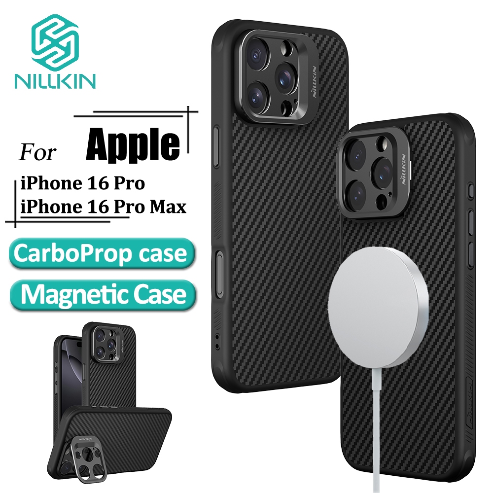 Nillkin CarboProp Capa Magnética Para iPhone 16 Pro Max Lente Flip Cover Fibra De Aramida + TPU