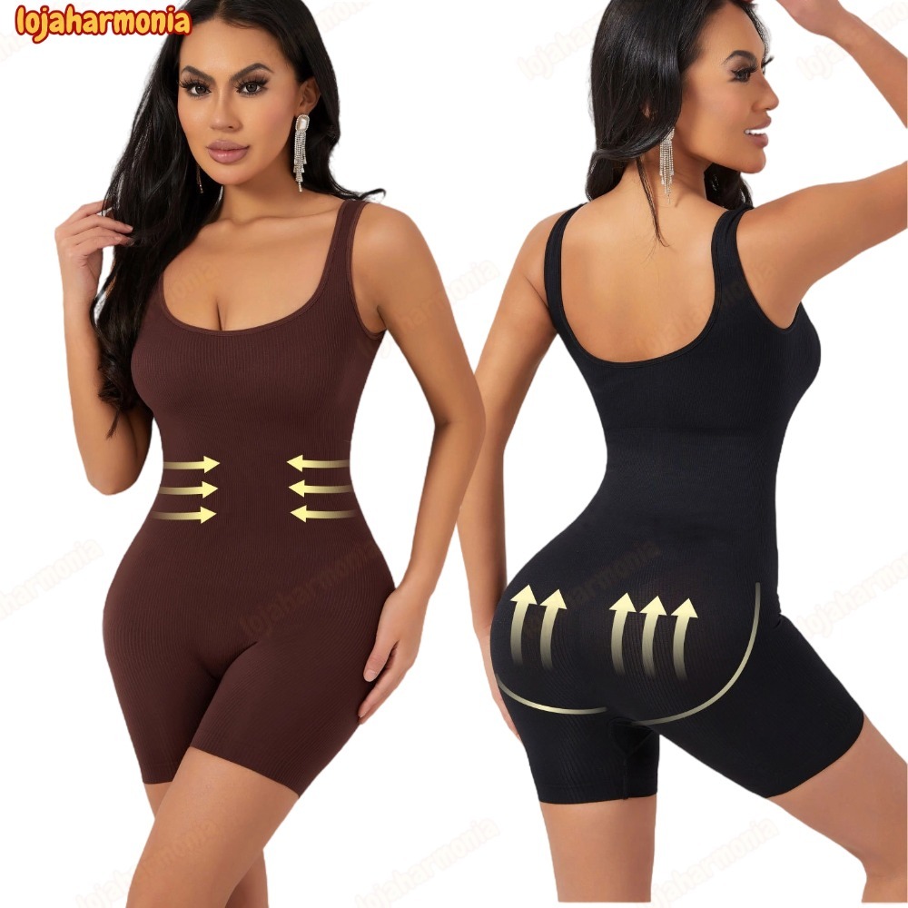 Macaquinho Feminino Canelado Curto Anarruga Ajustado Roupa Feminina Estilosa LJ