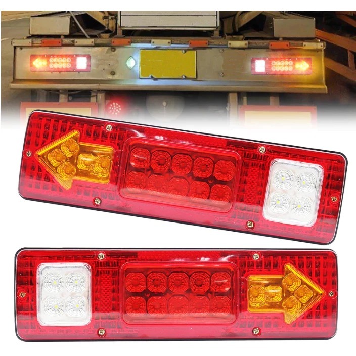 Par Lanterna Traseira Caminhão Carretinha Led 12V Luz Seta Ré Freio
