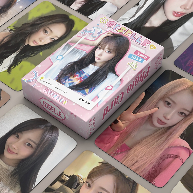 50pcs/box aespa Giselle Cartões Laser Fotográficos LOMO Cartão KPOP Álbum em Oferta na Shopee