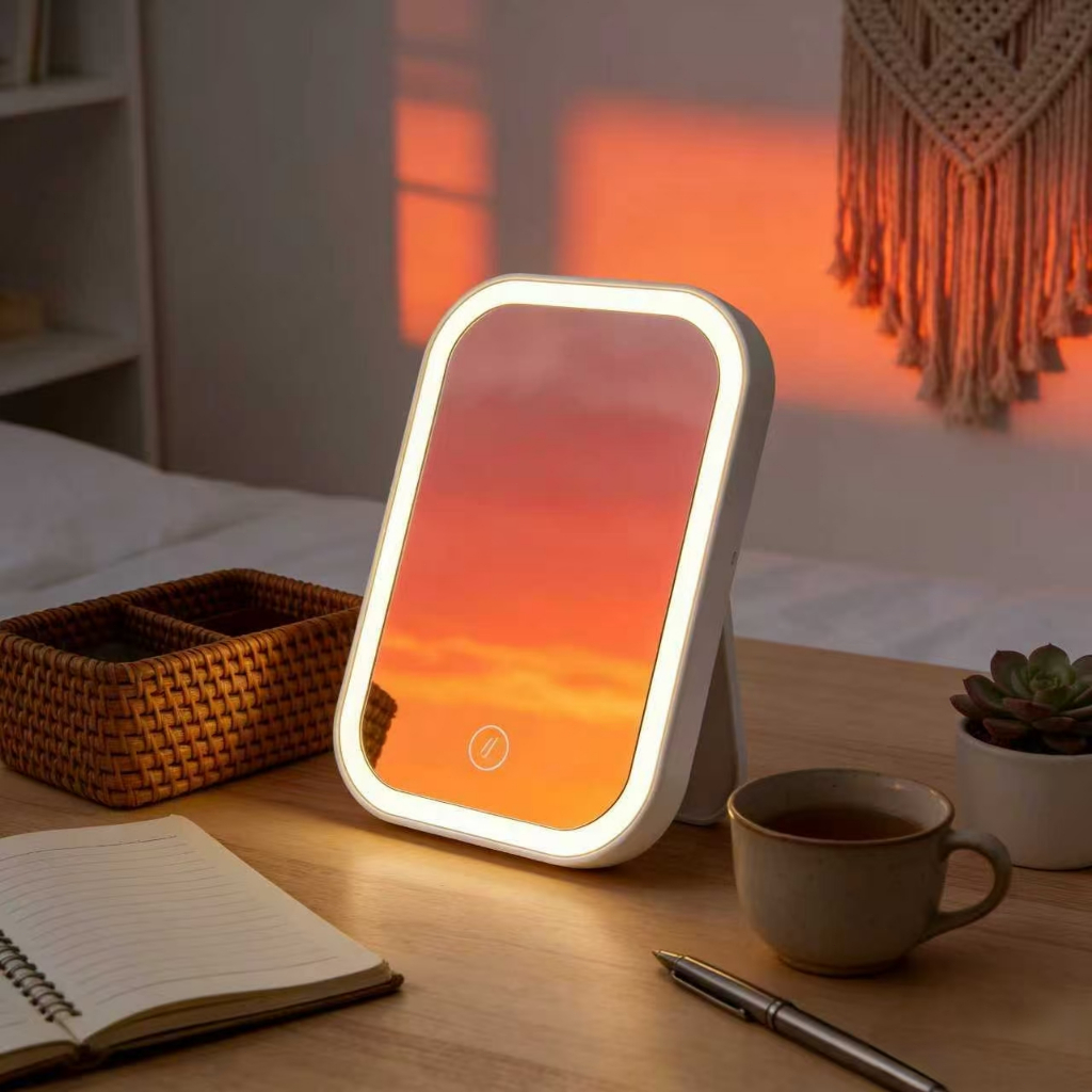 Espelho De Maquiagem LED Retangular – Mesa , Modo De Luz Única , Controle De Toque