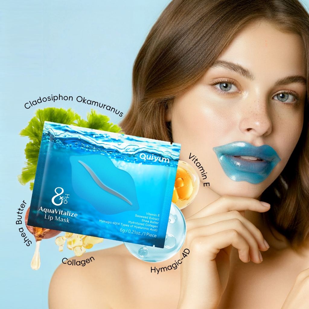 Máscara Labial QUIYUM 8X H2O Aquavitalize-Hidratação Profunda Com Ácido Hialurônico 4D Para Lábios Macios E Rechonchudos