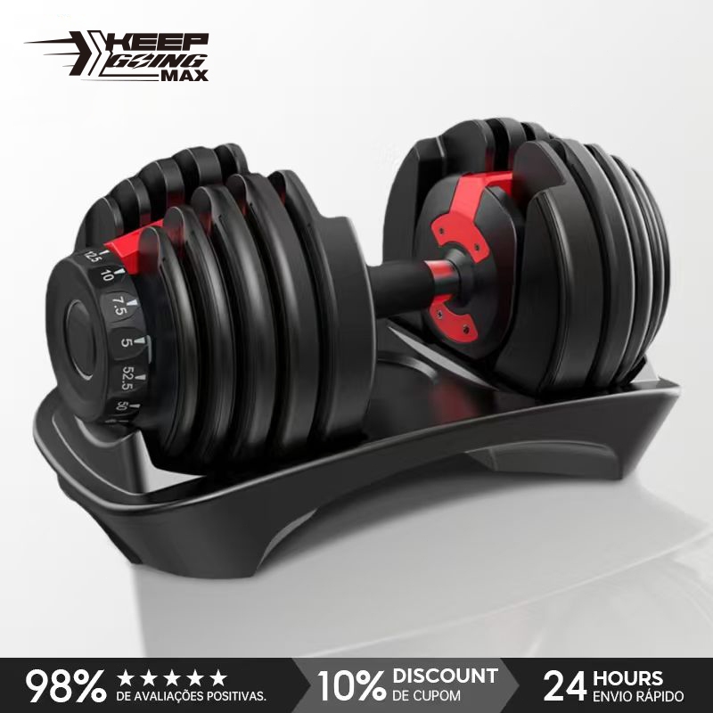 KEEP Halter Dumbbell Ajustável 24kg Portátil com Trava Rápida e Base Inclusa