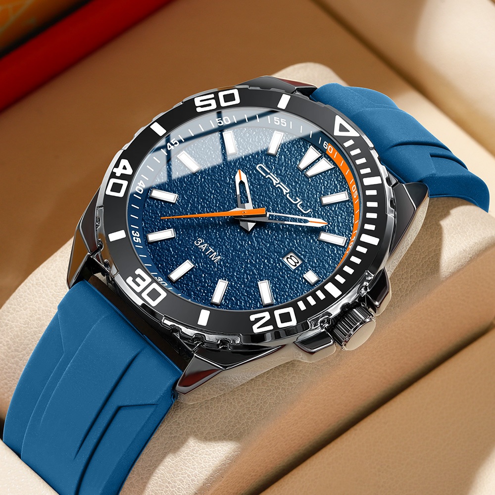 Novo Relógio Masculino Original Da Marca CRRJU Premium Fashion Pulseira De Silicone Mãos Luminosas Exclusivo Acabamento em Oferta na Shopee