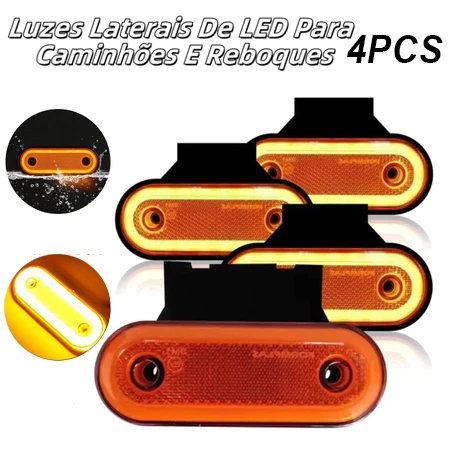 4 Lanterna Led Lateral Caminhão Carreta Reboque Bau Ambar