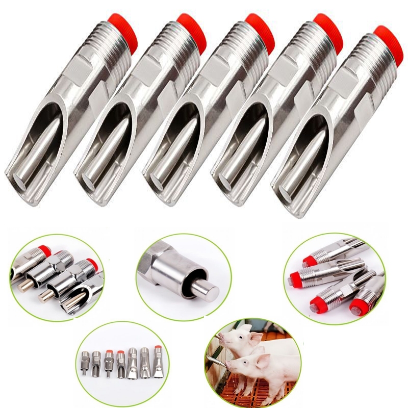 Kit 10 Chupetas Suínas de Aço Inox – Bebedouros Automáticos Multiuso para Criação em Oferta na Shopee