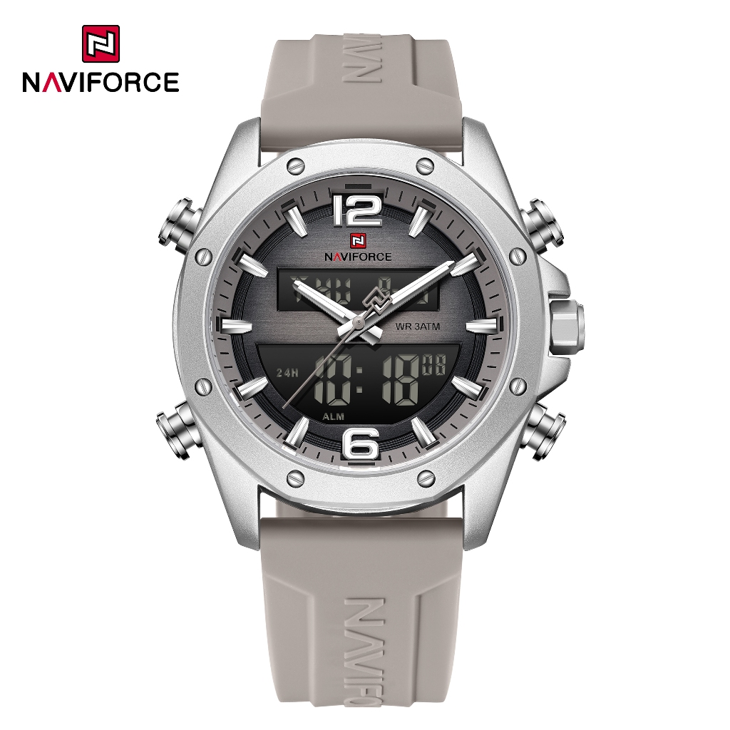 NAVIFORCE 9264 Relógio Masculino Com Movimento De Exibição Dupla Função De Data E Dia , Pulseira De Silicone