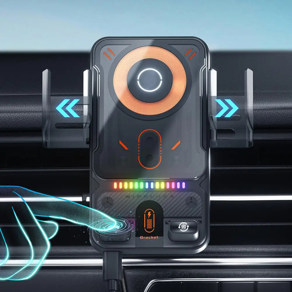 F18 Carregador Sem Fio Do Carro Magnético Suporte Automático Montagem Telefone Indução Infravermelha 15W Estação De Carr