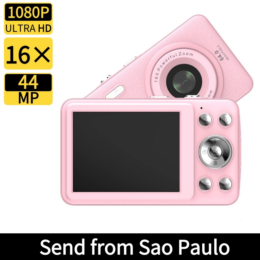 Câmera ccd Multifuncional Retrô 1080P HD digital 2.4 Polegadas Compacta 44MP Recarregável