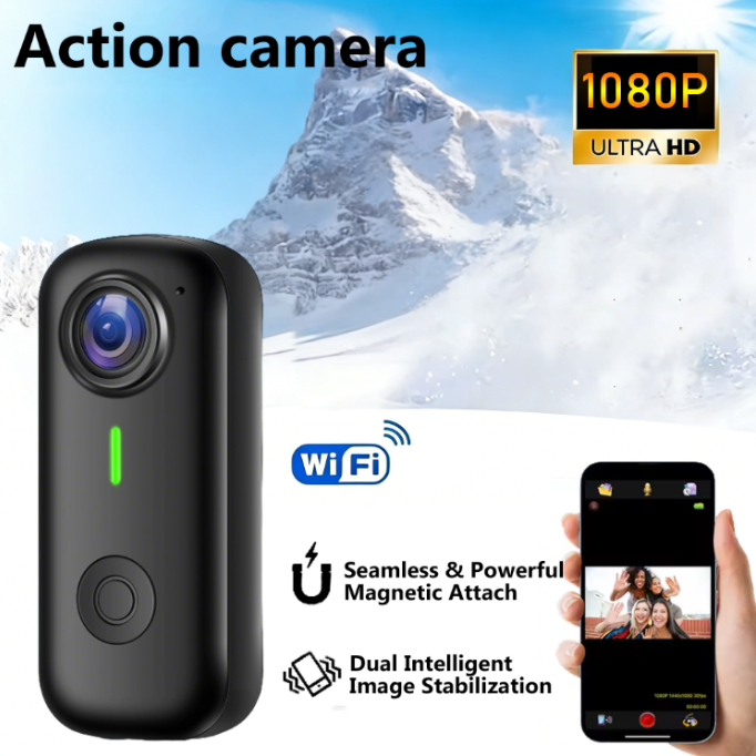 Câmera Vestível Mini Corporal 1080P 120 ° Clipe Grande Angular E Com De Gravação De Sucção Magnética Para Ambientes Exte