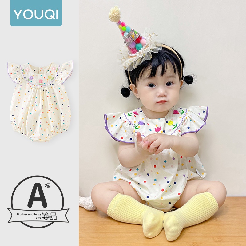 [Youqi] China Roupas de bebê de 0 a 2 anos Roupas de bebê Verão Manga voadora Estilo fino Roupas de verão para meninas C