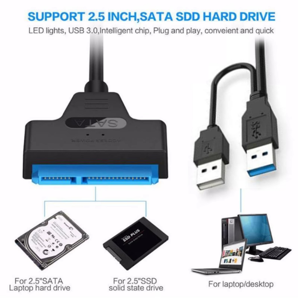 Cabo Conversor Adaptador Usb 3.0 Sata Dual + usb 2,0 12v 2a Hd