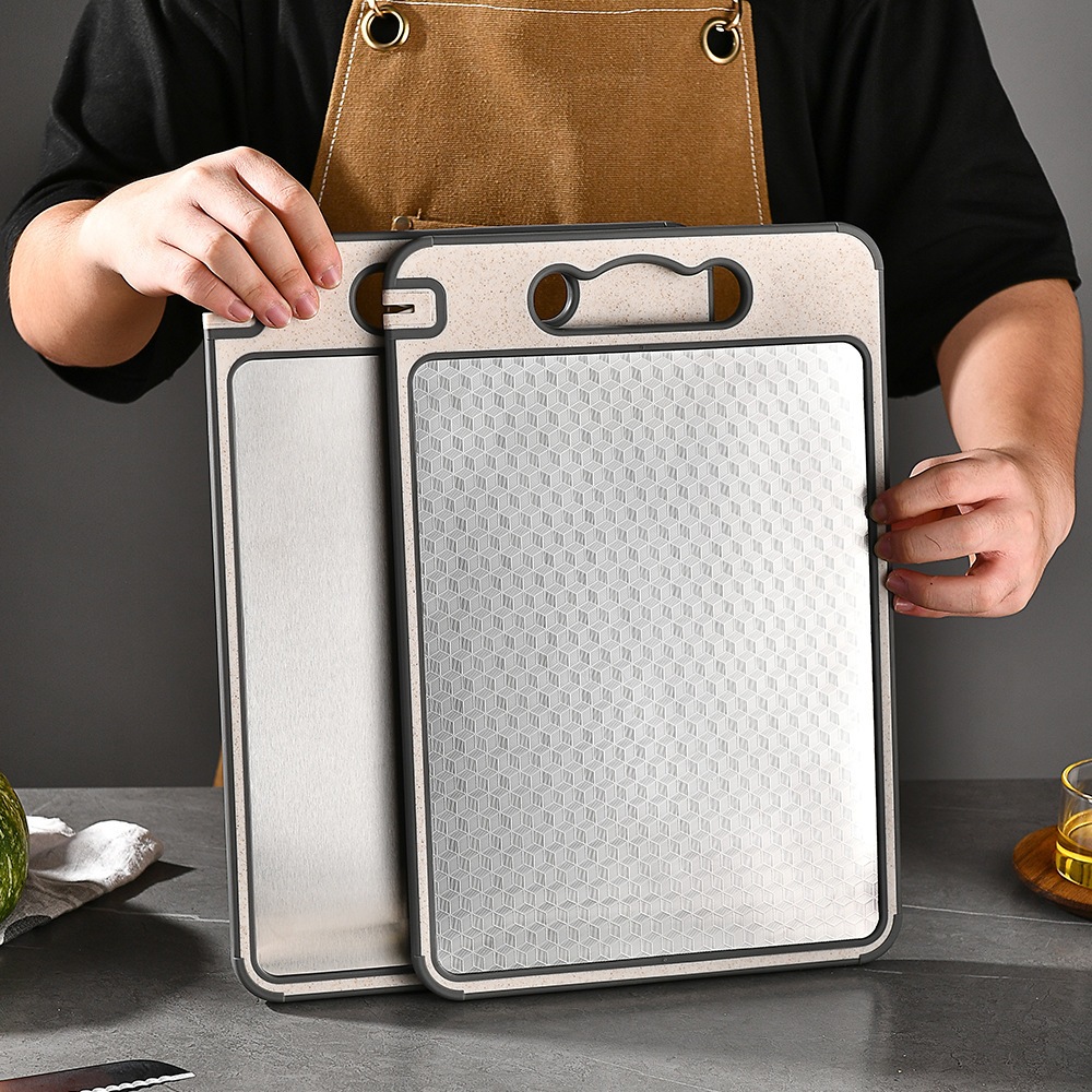 Tábua De Corte Dupla Face 304 De Aço Inoxidável, Antimofo e Antibacteriano, Ferramenta de Cozinha em Oferta na Shopee
