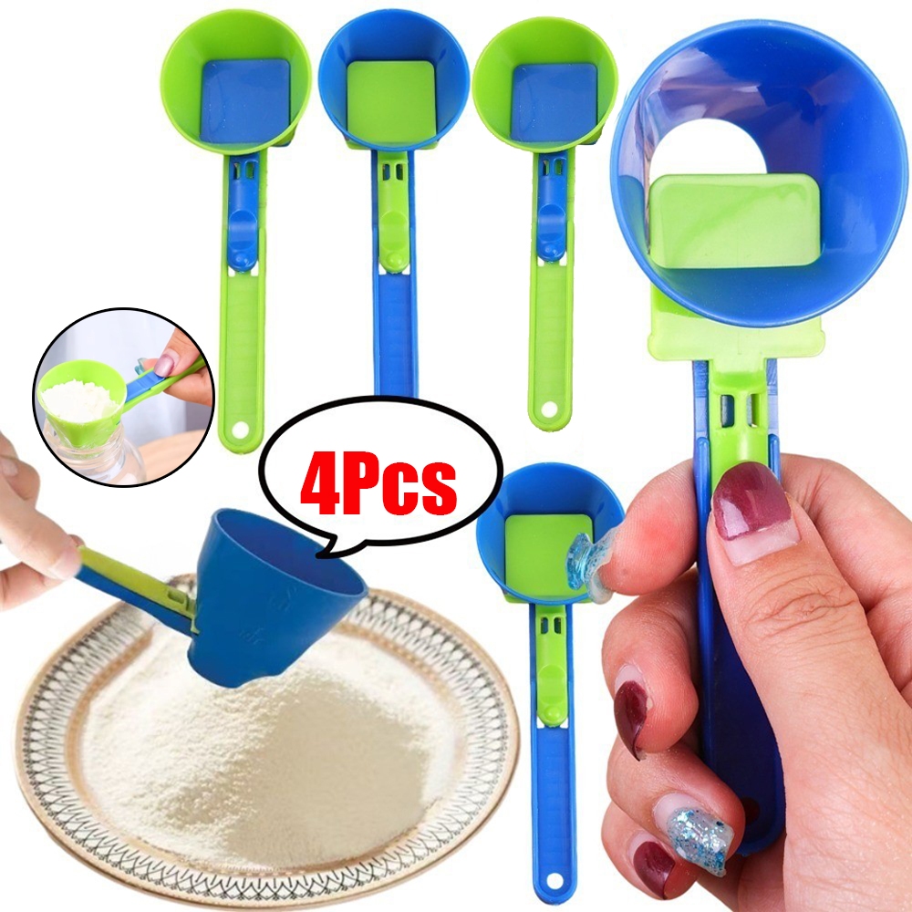 4 Pçs 2 Em 1 Colher De Café Deslizante Funil Leite Pó Design Acessórios De Ferramentas De Medição De Cozinha