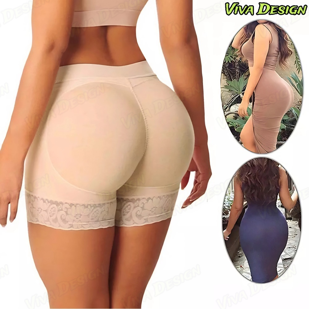 Calcinha Acolchoada Feminina Intensificador De Quadril Preto/Bege M-XL Modelador Sexy Com Acolchoamento Confortável Rou