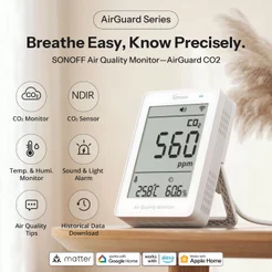 SONOFF SAWF-08P AirGuard CO2 Matéria Sobre Wi-Fi Monitor De Qualidade Do Ar Conselhos De Melhoria Mult Medição Métrica D