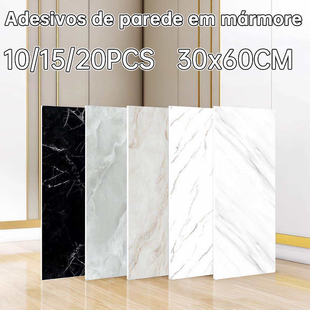 Kit 20/15/10 Placa Mármore 3d Adesiva Porcelanato Parede 30x60cmx3mm Revestimento Cobrindo 3.6/2.7/1.8㎡