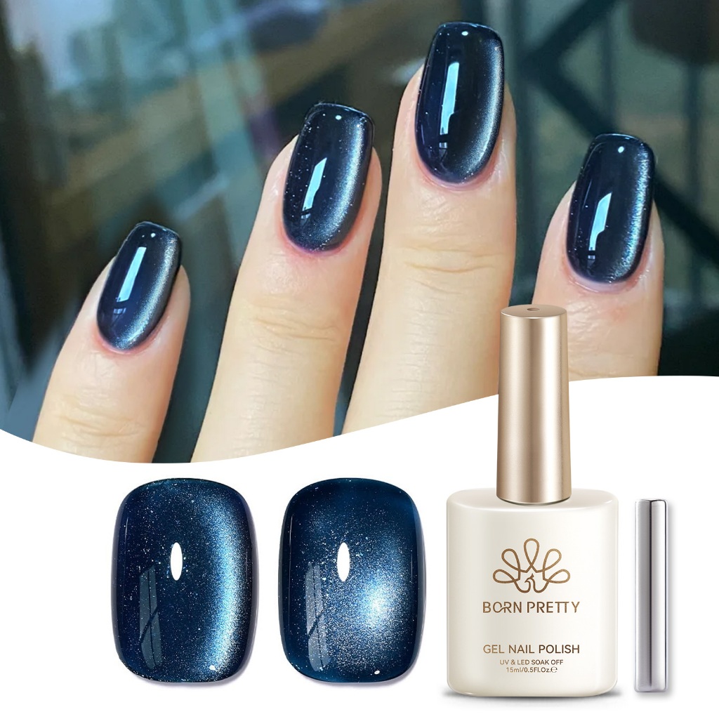 BORN PRETTY Glitter Azul Gel Olhos De Gato Magnético Esmalte Semi Permanente UV LED Verniz Para Unhas 15ml
