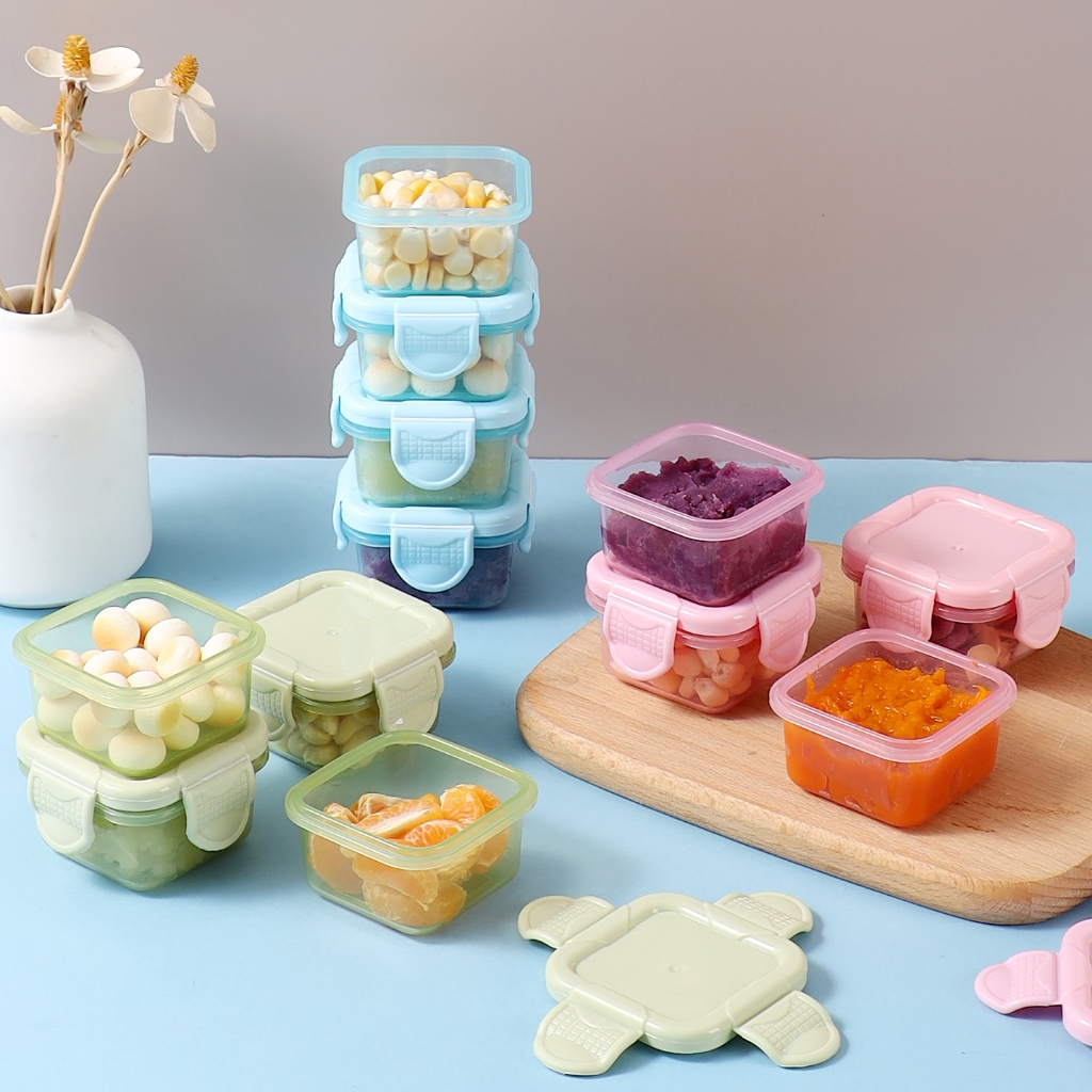 Kit c/4/8/16 Mini Potes para Congelar Papinha c/ Tampa Hermética Porta Leita em pó Frutas para Bebe adultos Kit 2/12/16