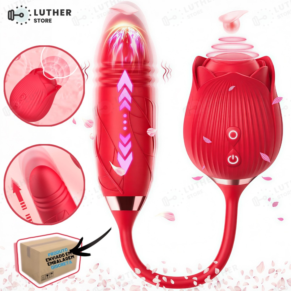 Vibrador Rosa Sugador com Vibrador vai e vem, Clitóris Vagina e Anal Recarregável ZDB-ROSA em Oferta na Shopee