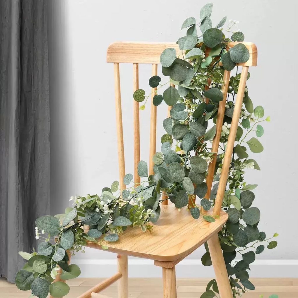 Videira Artificial da flor do eucalipto de 180cm que torce a decoração da parede do casamento
