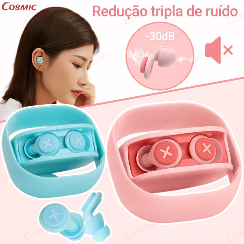 Tampões Auriculares De Silicone Isolamento Acústico Redução De Ruído Com Esponja Macia Protetor Auricular-COS