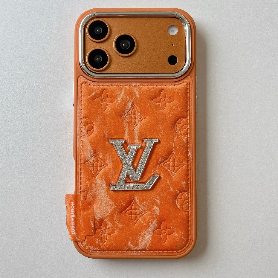 2026 Novo Logotipo De Diamante Leve Luxo Banhado A Prata Veludo Couro Capa De Telefone De Alta Qualidade , Adequada Para