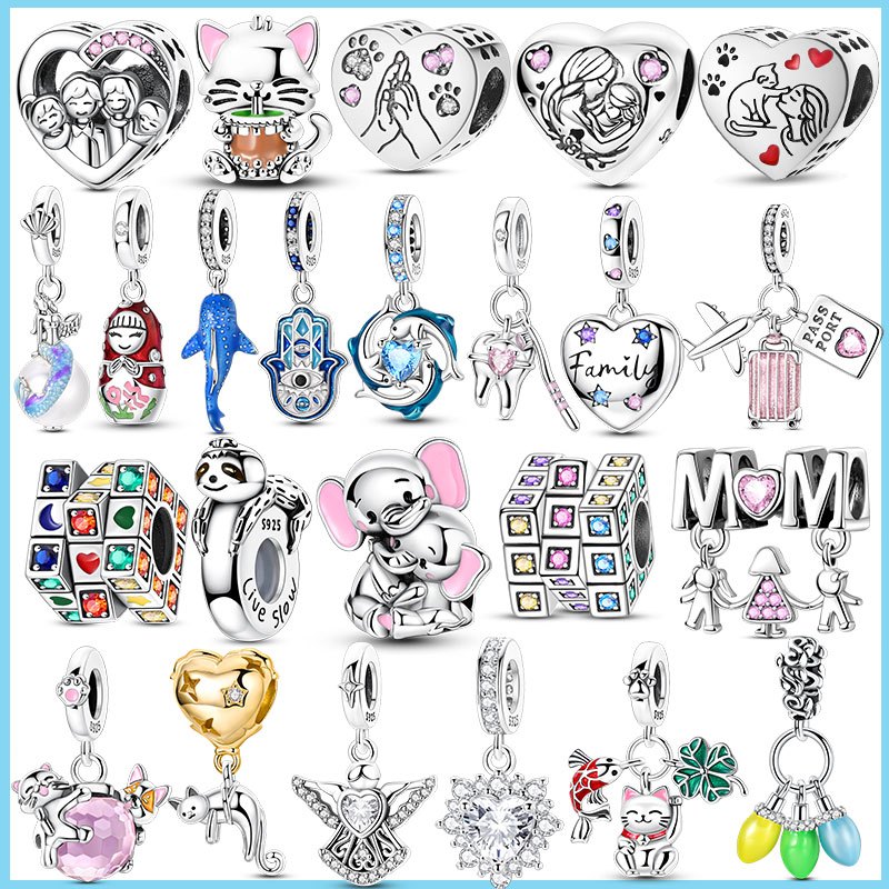 100 % 925 Prata Esterlina Rosa Mala Avião Encantos Pingente Caber Pulseira Original Colar Requintado DIY Jóias Fazendo em Oferta na Shopee