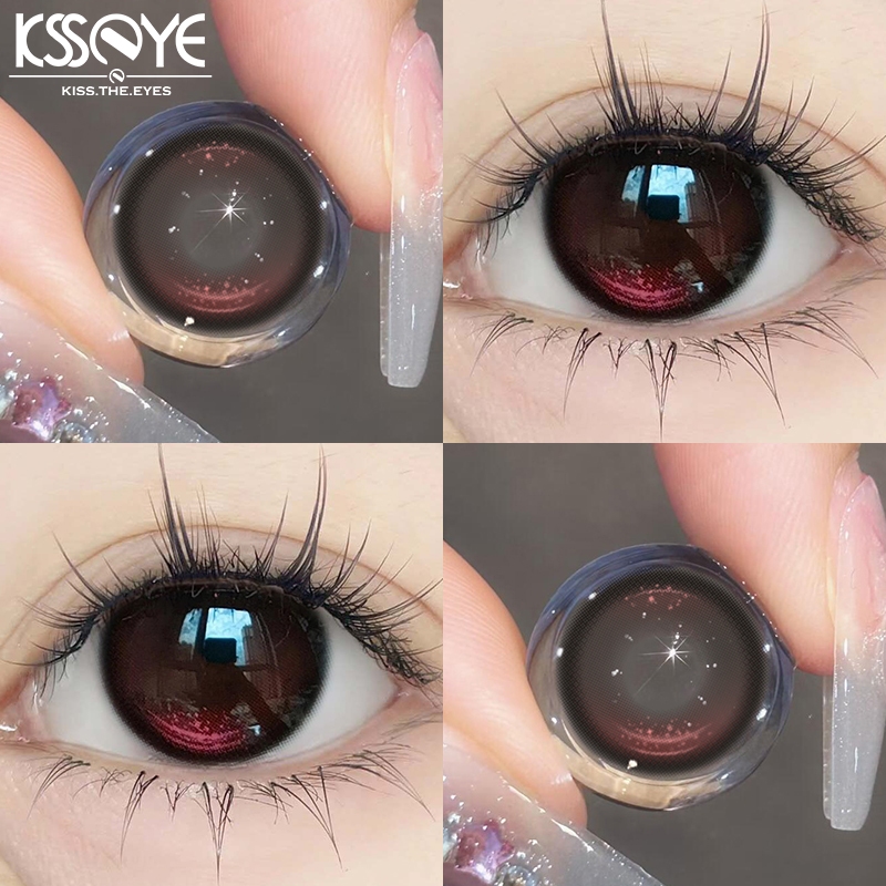 KSSEYE 1 Par De Lentes De Contato Preto Vermelho Coreano Anuais Macias E Confortáveis Natal Ano Novo Maquiagem Para Os O