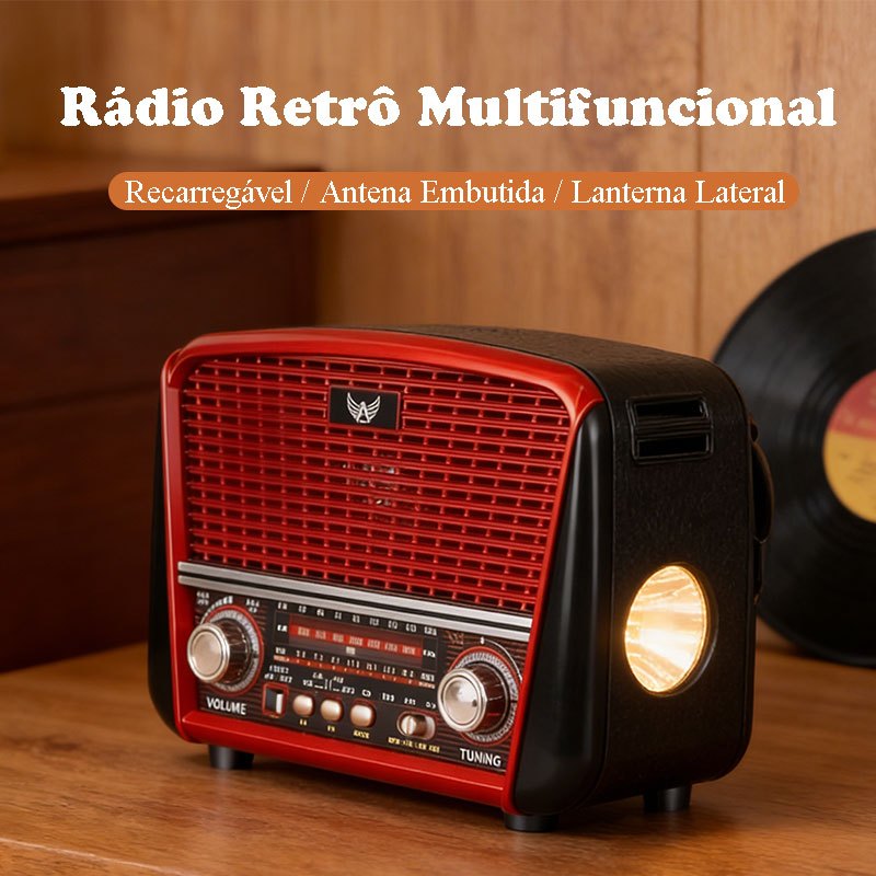 Rádio Portátil Retrô Am Fm A Pilha Energia Usb Recarregável JD-107