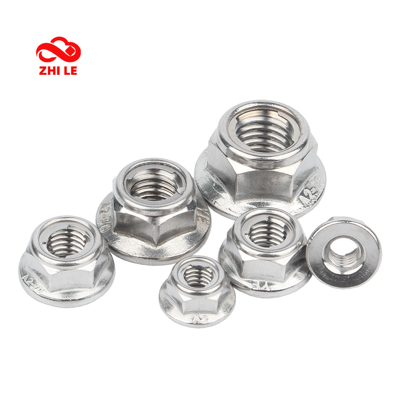 Conjunto De Porca De Bloqueio Automático De Flange Hexagonal M3 M4 M5 M6 M8 M10 M12 304 Aço Inoxidável Parafuso Sextavad