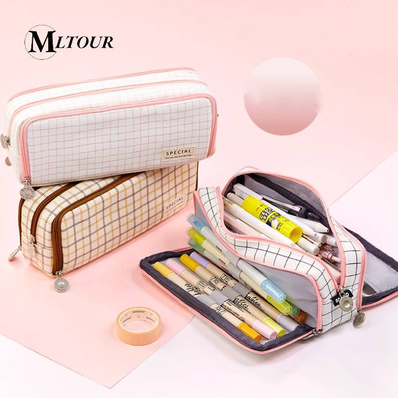 Estojo De Lápis Kawaii De Grande Capacidade À Prova D'água Saco De Caixa Estacionária De Dupla Escolares De Papelaria