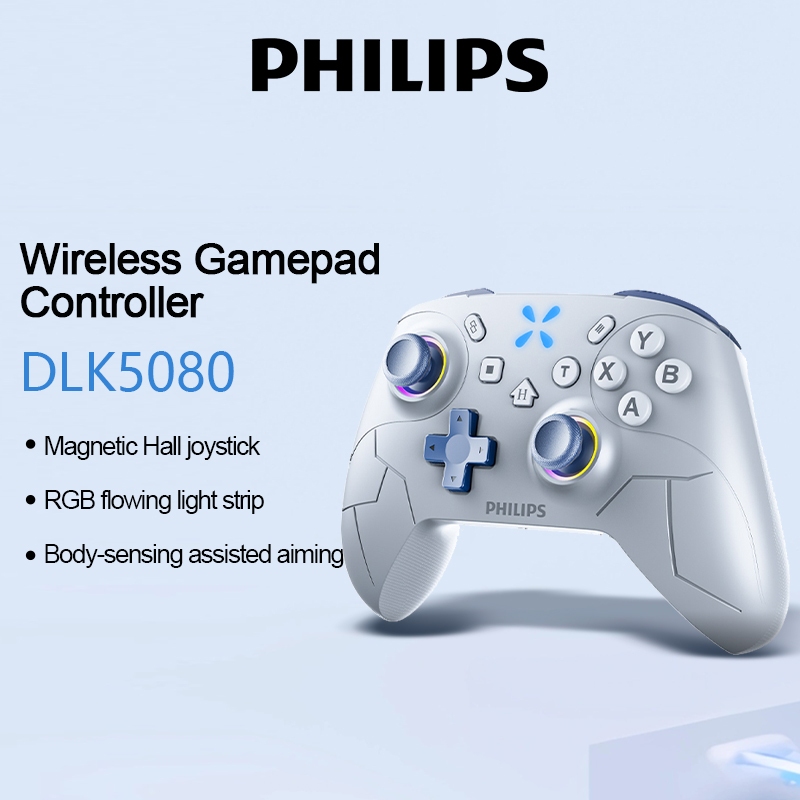 PHILIPS DLK5080 Gamepad Sem Fio RGB Flowing Light Strip 2.4G Receptor Para Switch/PC/Android/iOS/PS4 em Oferta na Shopee