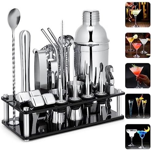 Kit 23 Pçs Caipirinha Aço Inox P/Coquetéis Profissional 750ml Coqueteleira  C/ Embalagem de Presente