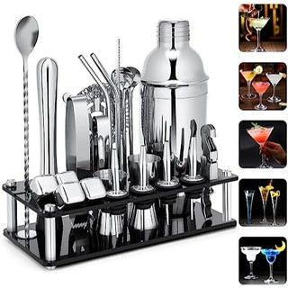 Kit 23 Pçs Caipirinha Aço Inox P/Coquetéis Profissional 750ml Coqueteleira  C/ Embalagem de Presente